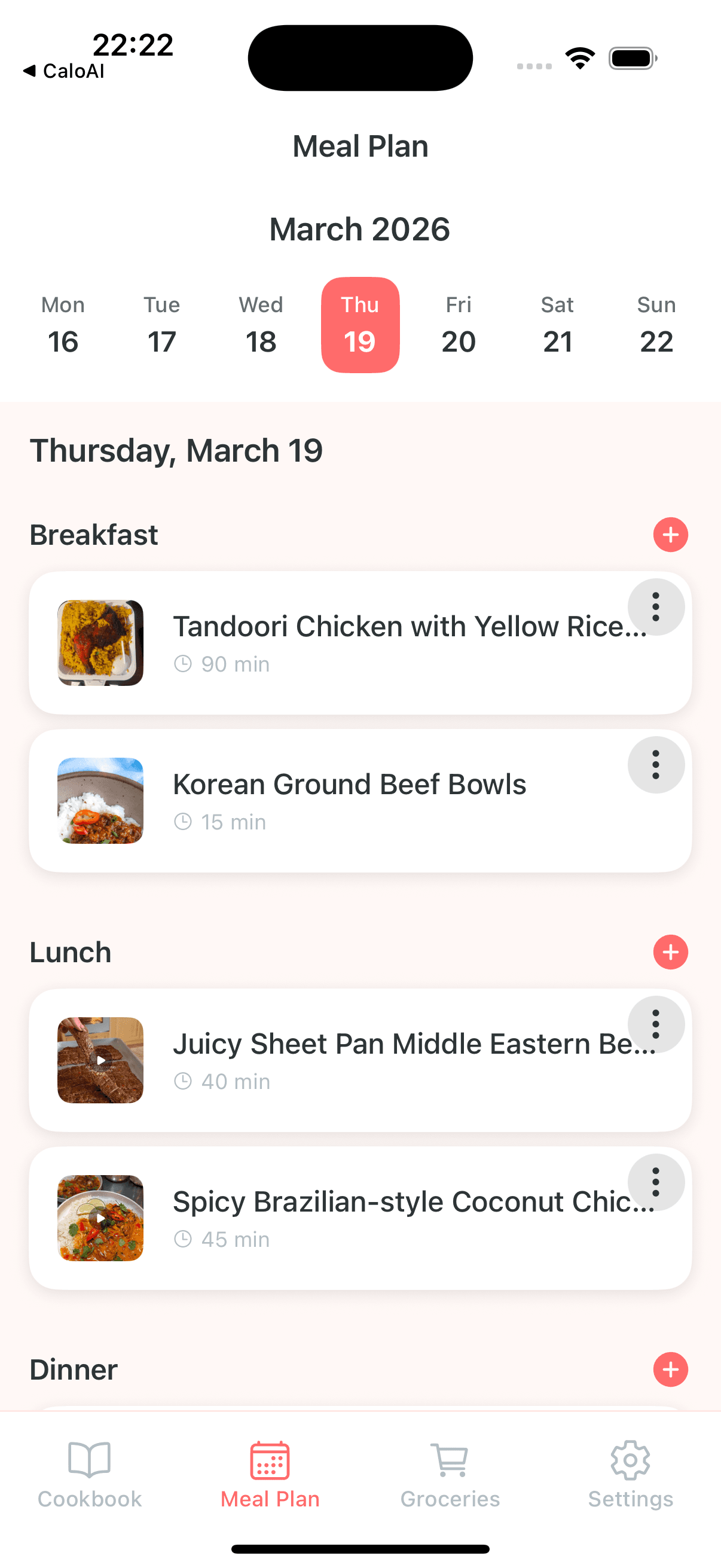 Recipio meal plan